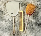 Vintage Vanity Trio     Ornate Hand Mirror  Hairbrush   Comb Set With Floral Motif