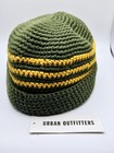 Urban Outfitters Stripe Knit Roll Cuff Green Thick Knit Beanie Fold Over Cap