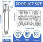 Large Safety Pins  30 Pack Heavy Duty Safety Pins 2 Inch Silver
