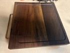 Vintage Mid-century Modern Carved Wood Serving Tray With Two Glass Serving  