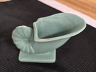 Vtg  Matte Green Pottery Planter vase Cornocopia On Base 