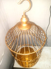 Vintage Decorative Metal Bird Cage Dome Gold Finish Hinged Hanging Or  Table Top