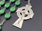 Vintage Shamrock Clover Green Glass Bead Erin Irish Ireland Catholic Rosary