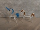 2 Vintage Hand Blown Glass Unicorn Figurines 