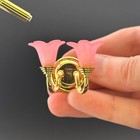 1 12 Scale Miniature Brass Wall Sconce Pink Tulip Led Dollhouse Touchless Light