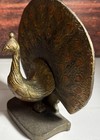 Peacocks Cast Iron Book Ends 5 5    X 6    Painted Heavy Vintage  Pair