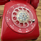 1960 Vintage Red Rotary Phone Itt Model 591 Desk Telephone Hardwired Cord Mcm