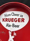 Krueger More Cheer In Ale-beer Round Red Metal Tray 13  Vgc  Vtg Barware Beer