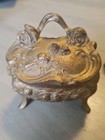 2 Vintage  Brass Noveau Jewelry Casket Trinket Box   Pin Cushion