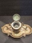 Antique Victorian Brass Bronze Inkwell Inkstand Figural Birds Ornate Desk Set R6