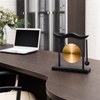 Mini Gong With Wood Stand And Mallet  Feng Shui Desktop Decor  Black  Yellow