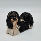 Vintage Hand Painted Black And White Shih-tzu Dog Resin Figure Figurine Estate