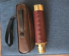 Vintage Pocket Telescope Brass Wrapper With Leather