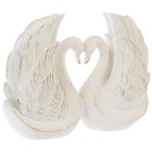 White Swans Figurine W  Gold Accents Vintage Heart Shaped Swan Decor White Gold