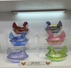 Exclusive 4  Pink Carnival Glass Hen On Nest Imported Electroplated