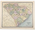 1887  South Carolina  Map Original Antique  12x9 5   Railroads - Townships