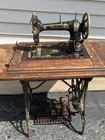 Antique White Sewing Machine With Cast Iron Treadle 1903-1915 Serial