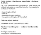 Walt Disney World - Florida Resident - Summer Magic Tickets