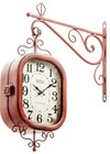 The Barrel Shack Amelie - Handmade Hanging Wall Clock Red Nwt Two Clock Faces