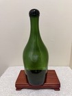Vintage Green Glass Wine Bottle Decanter With Screw-on Lid  Mid Century Barware