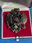 Vintage Russian Imperial Double Eagle Military Badge Hatpin With Box