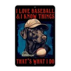 Black Lab Baseball Sign Funny Metal Tin Art Labrador Retriever Dog Handmade Gift