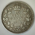 1914 Canada Silver 10 Cents Coin Circulated Condition 10c Canadian Dime