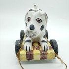 Primitive Hand Carved Painted Wooden Dog Pull Toy Folk Art Vintage Wood 