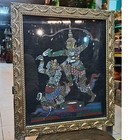 Vintage Batik Silk Thai Hand Painting Ramayana Framed Wall Art Mythology 14   12 