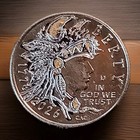 Hobo Nickel Hand Carved Original By J m Tarantula Lady Liberty As Buffalo Calf