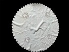 Antique  Linens- C  1900  Round Linen Tablecloth W  Deer Whitework Embroidery