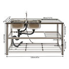 Commercial Stainless Restaurant Kitchen Sink Faucet   Drainboad Set Double Bowl