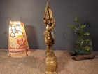 Antique Brass Krishna Idol     Indian Hindu God Statue     Vintage Brass Figurine