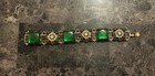 Vintage Antique Art Deco Green Glass Book Bracelet Edwardian Style