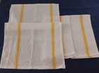 New Vintage Lot 3 Yellow Stripe Cotton Dish Kitchen Towels Towel Set Unused