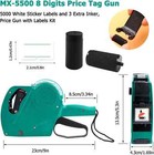 Mx-5500 8 Digits Price Tag Gun With 5000 White Sticker Labels And 3 Extra Inker 