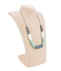 Silicone Chewable Teether Necklace For Moms   Babies  Gray Mint   White
