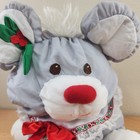 Vintage 1987 Fisher-price Puffalump Gray Christmas Mouse 12  Plush Candy Cane