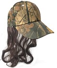 Camo Redneck Mullet Hat With Hair - Men s Hillbilly Halloween Costume Prop Wig
