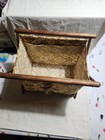Vintage Wooden Folding Sewing And Craft Caddy With Retro Floral Fabric Basket Vg
