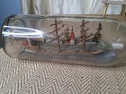 Antique  3 Masted Ship  In A  Bottle With Detailed Diorama  Sailors Folk  Art 