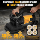4-head Concrete Floor Grinder Set  3800w Concrete Grinder With 6-speed Control 
