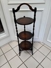 Antique Victorian Oak Barley Twist 3 Tier Cake Tea Display Stand