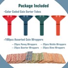 100 Coin Roll Wrappers Assorted   4 Coin Sorters Tubes Penny Nickel Dime Quarter