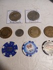 Lot 9 Vintage Gambling Casino Tokens Binions Treasure Island Royal River Etc