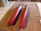 Emil J  Paidar Barber Chair Chrome   Real Red Leather Armrests Left   Right