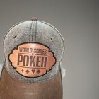 World Series Of Poker Hat Cap Gray Canvas W Leather Like Patch bill Strap Buckle