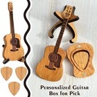Wooden Acoustic Guitar Pick Case Holder With 3 Guitar Picks Guitar Pick Box Gift