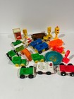 Vintage Fisher Price Little People Lot Vehicle  Phone Booth  Stop Sign  Pool
