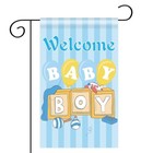 Welcome Baby Boy Garden Flag Baby Shower Newborn Baby Announcement Party Yard 